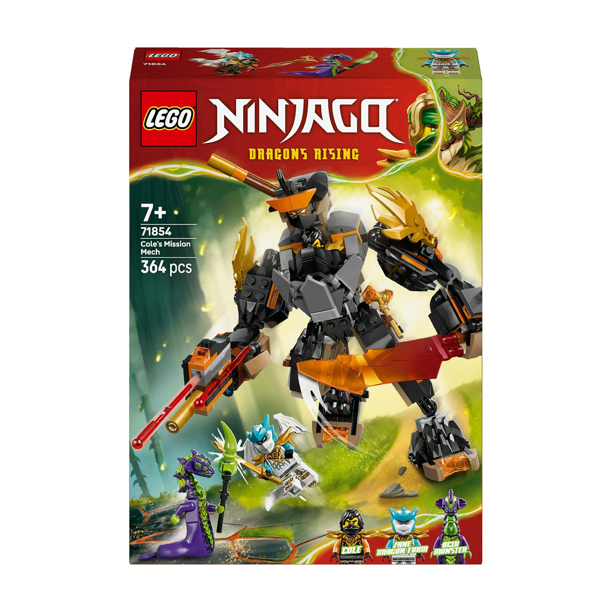 Конструктор LEGO Ninjago Робот Коула для місії та Дракон Зейн, 364 деталі, від 7 років (71854)